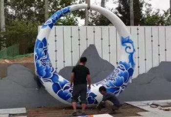 彩繪圓月雕塑廠家 公園小品 步行街不銹鋼圓月雕塑生產(chǎn)