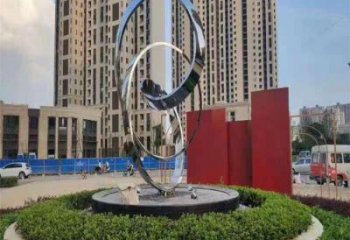 鍛造雙環雕塑廠家 廣場小品 戶外不銹鋼雙環雕塑生產