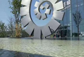 鏤空雙環雕塑廠家 廣場園林小品 大型不銹鋼雙環雕塑制作