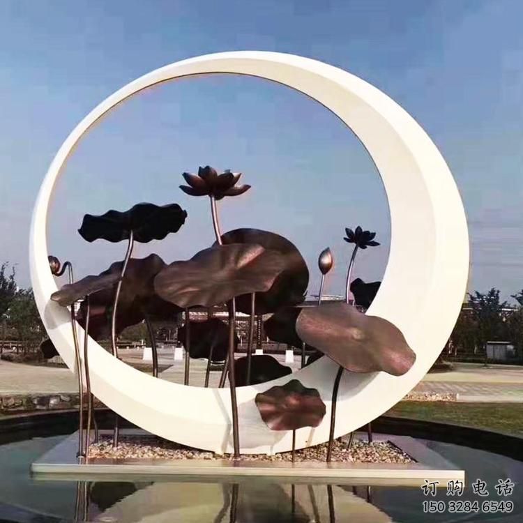 烤漆環形雕塑廠家 現代公園小品 大型不銹鋼環形雕塑生產
