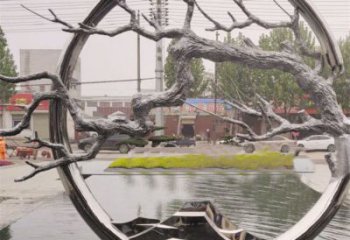 中式環形雕塑廠家 房地產小品 鏡面不銹鋼環形雕塑生產