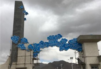噴漆云彩雕塑廠家 中式村口小品 戶外不銹鋼云彩雕塑生產