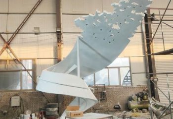 現(xiàn)代絲帶雕塑廠家 大型別墅區(qū)擺件 戶外不銹鋼絲帶雕塑生產