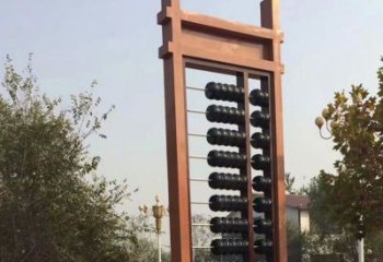 廣場算盤雕塑廠家 現代小品 抽象不銹鋼算盤雕塑生產