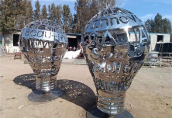 創意燈泡雕塑廠家 創意小品 公園不銹鋼燈泡雕塑制作