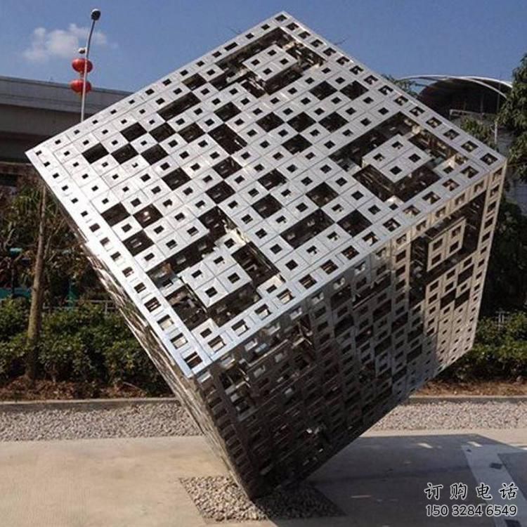 鏤空二維碼雕塑廠家 園林小品 現代不銹鋼二維碼雕塑廠家
