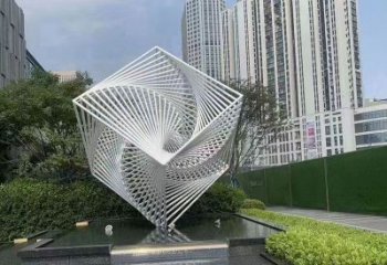 歐式正方體雕塑廠家 抽象擺件 拉絲不銹鋼正方體雕塑