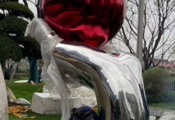 現代紅日雕塑廠家 大型別墅區擺件 鏡面不銹鋼紅日雕塑廠