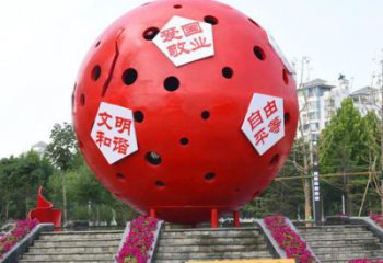 烤漆紅日雕塑廠家 創意小品 戶外不銹鋼紅日雕塑廠