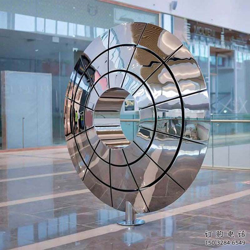 抽象圓盤雕塑廠家 酒店小品 現代不銹鋼圓盤雕塑廠