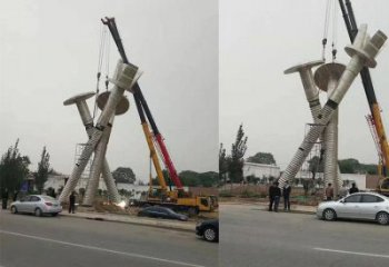 現代螺絲雕塑廠家 大型別墅區擺件 抽象不銹鋼螺絲雕塑廠