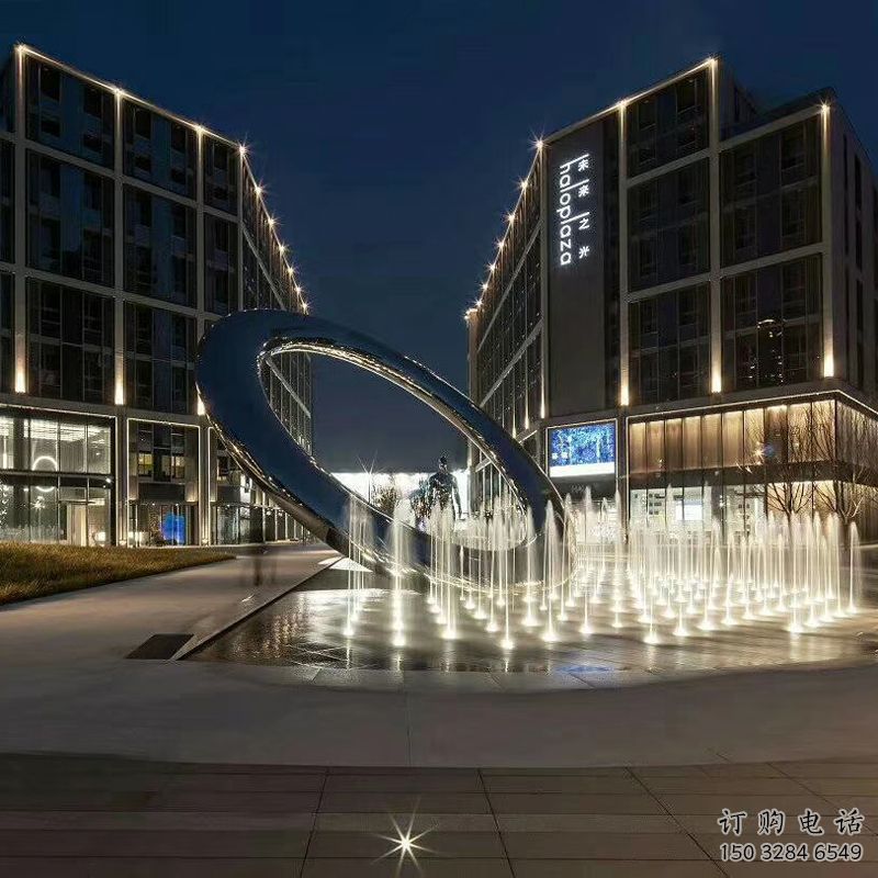大型水簾雕塑廠家 發(fā)光小品 創(chuàng)意不銹鋼水簾雕塑廠