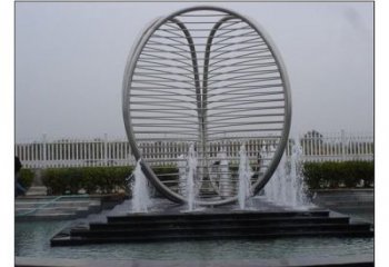 戶外水簾雕塑廠家 噴水小品 燈光不銹鋼水簾雕塑廠
