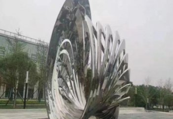 廣場貝殼雕塑廠家 戶外小品 鏡面不銹鋼貝殼雕塑定做
