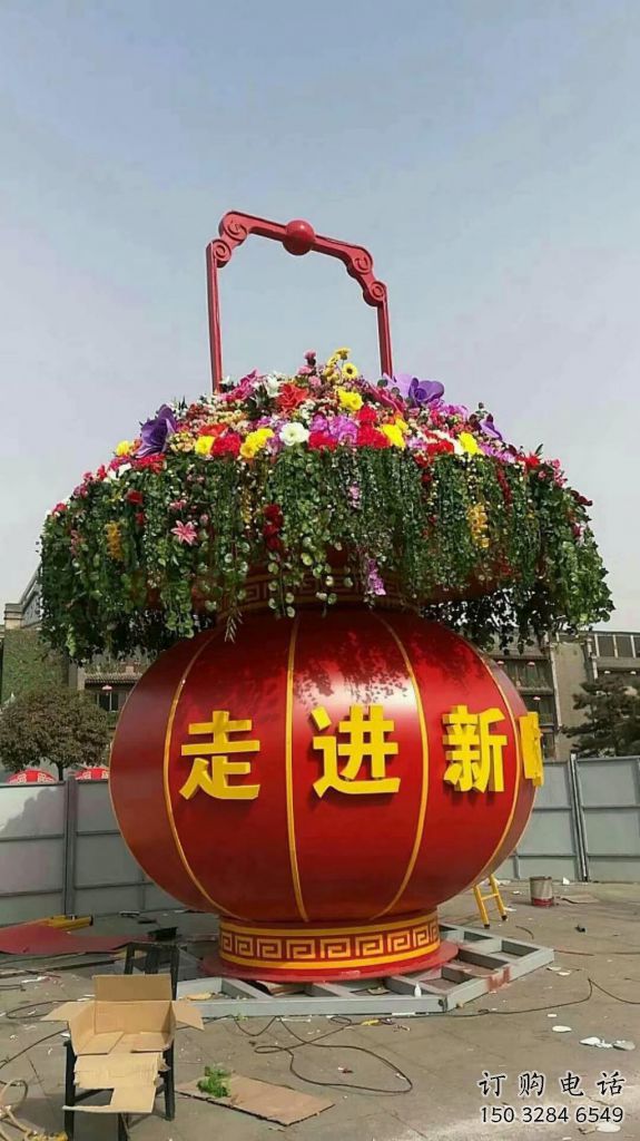 創意花籃雕塑廠家 戶外小品 公園不銹鋼花籃雕塑定做