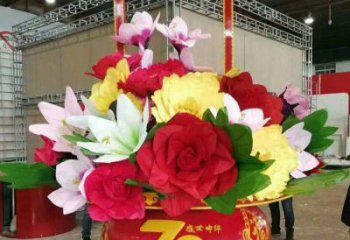 現代花籃雕塑廠家 大型擺件 烤漆不銹鋼花籃雕塑定制