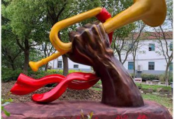 戶外喇叭雕塑廠家 噴漆小品 抽象不銹鋼喇叭雕塑制作