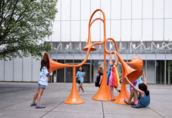 公園喇叭雕塑廠家 戶外擺件 創意不銹鋼喇叭雕塑生產