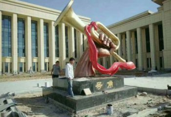 幾何喇叭雕塑廠家 創意小品 現代不銹鋼喇叭雕塑生產