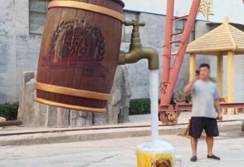 現代酒壇雕塑廠家 大型別墅區擺件 烤漆不銹鋼酒壇雕塑生產
