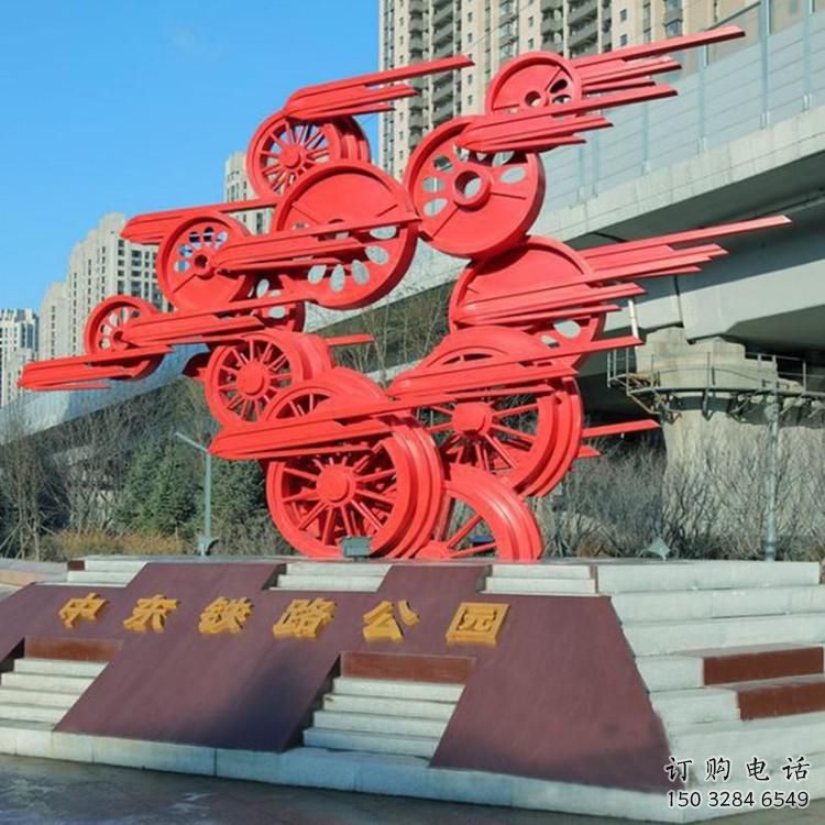 戶外齒輪雕塑廠家 噴漆小品 噴漆不銹鋼齒輪雕塑工廠