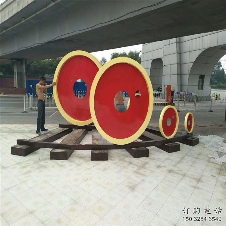 房地產齒輪雕塑廠家 烤漆擺件 創意不銹鋼齒輪雕塑廠