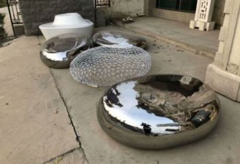 街道休閑椅雕塑廠家 現代擺件 鏡面不銹鋼休閑椅雕塑廠