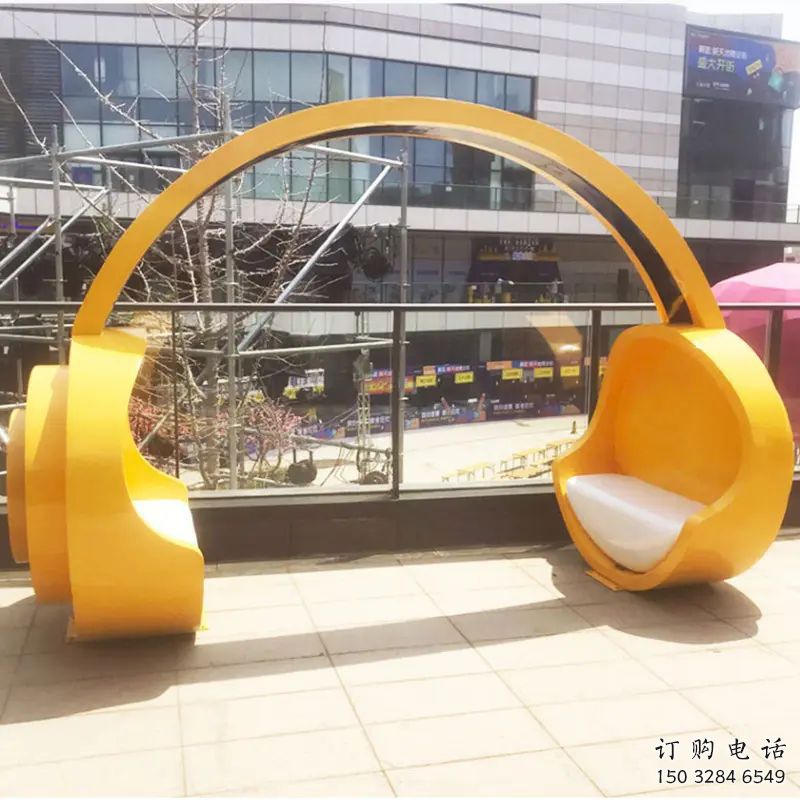 戶外耳機雕塑廠家 噴漆小品 現代不銹鋼耳機雕塑廠