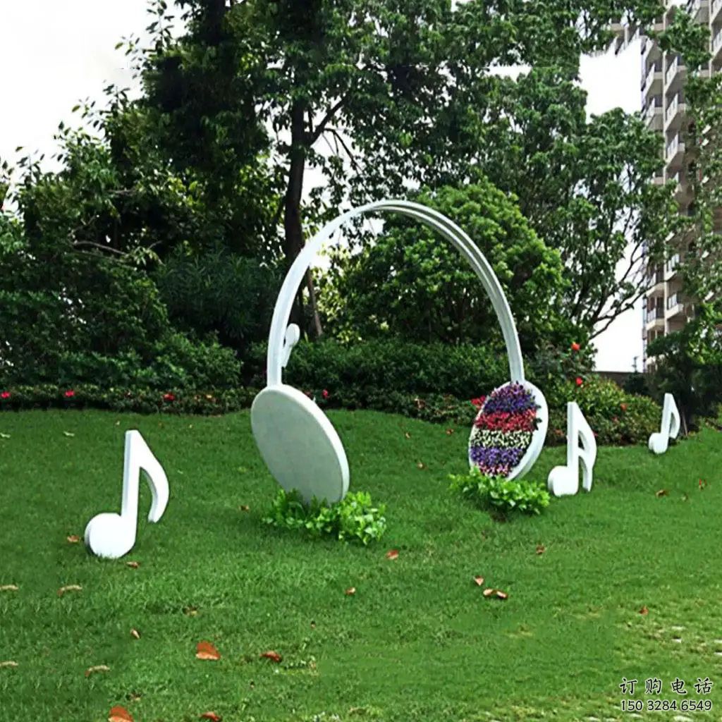 步行街耳機(jī)雕塑廠家 游樂場小品 創(chuàng)意不銹鋼耳機(jī)雕塑廠