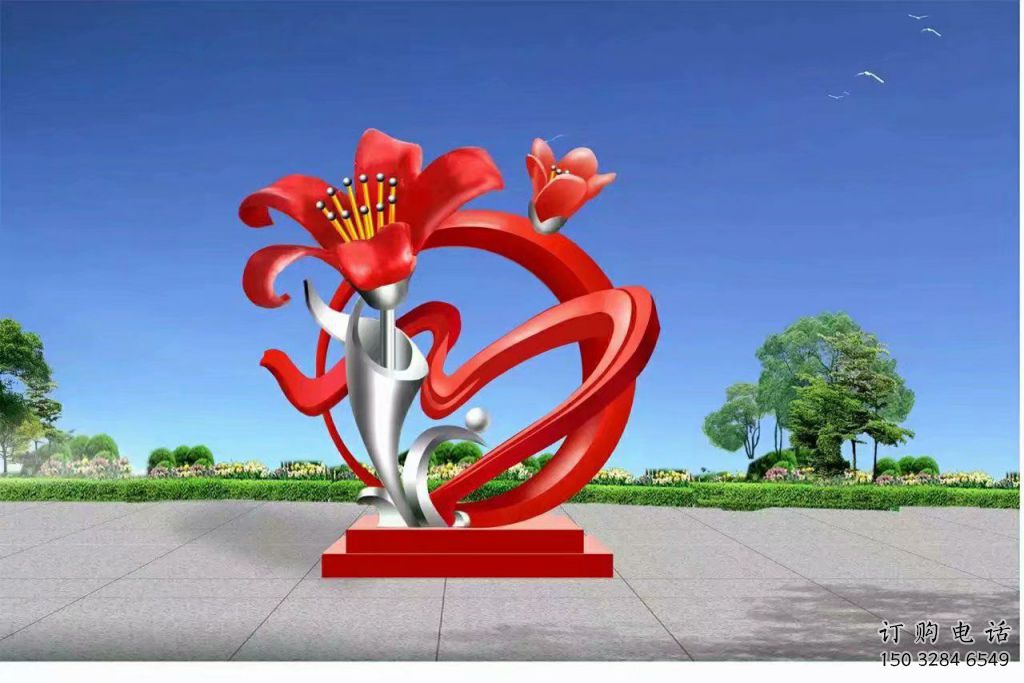 幾何果樹雕塑廠家 現代烤漆小品 創意不銹鋼果樹雕塑廠