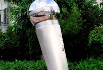 創意麥克風雕塑廠家 抽象戶外小品 公園不銹鋼麥克風雕塑廠