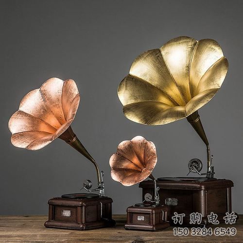 酒店留聲機(jī)雕塑廠家 抽象公園小品 音樂(lè)不銹鋼留聲機(jī)雕塑廠