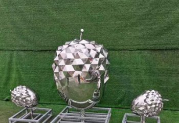 街頭松塔雕塑廠家 大型別墅區(qū)擺件 鏡面不銹鋼松塔雕塑定做