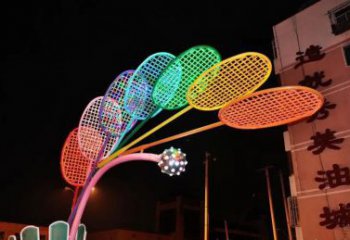 戶外乒乓球拍雕塑廠家 噴漆小品 燈光乒乓球拍雕塑廠