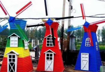 仿真大風車雕塑廠家 現代擺件 幾何大風車雕塑價格