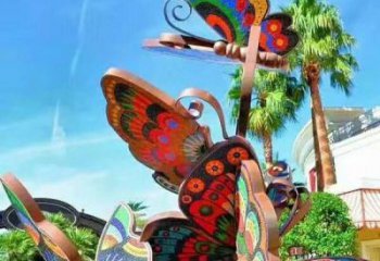 大型蝴蝶樹雕塑廠家 鍛造小品 創意不銹鋼蝴蝶樹雕塑廠