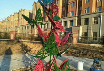 抽象蝴蝶樹雕塑廠家 鏤空小品 大型不銹鋼蝴蝶樹雕塑廠