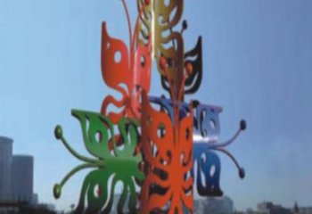 異形蝴蝶樹雕塑廠家 現代鏤空小品 幾何不銹鋼蝴蝶樹雕塑廠