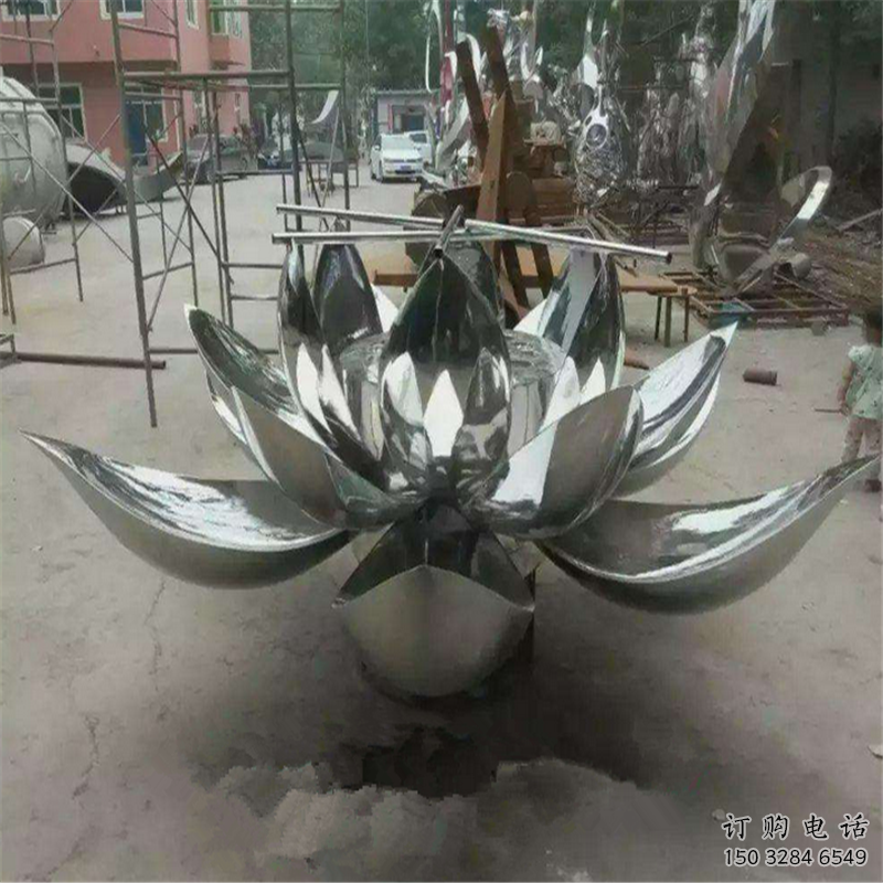 異形睡蓮雕塑廠家 現代公園小品 戶外不銹鋼睡蓮雕塑廠