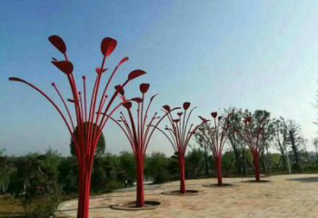 大型白樺樹雕塑廠家 公園小品 戶外不銹鋼白樺樹雕塑制作