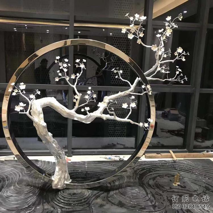 現代梅花雕塑廠家 大型別墅區擺件 戶外不銹鋼梅花雕塑生產