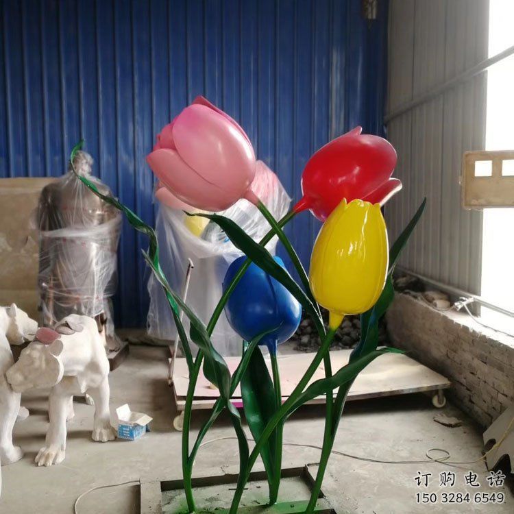 大型郁金香雕塑廠家 鍛造小品 烤漆不銹鋼郁金香雕塑廠