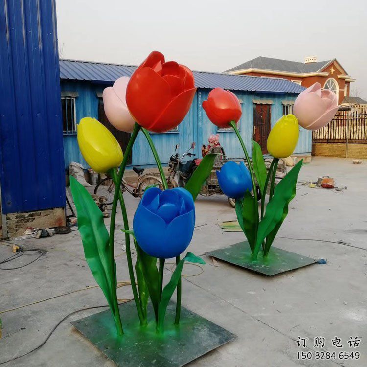 抽象郁金香雕塑廠家 公園小品 仿真不銹鋼郁金香雕塑廠
