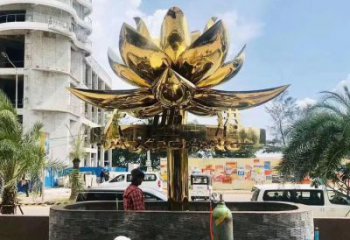 廣場金蓮雕塑廠家 創意小品 大型不銹鋼金蓮雕塑廠