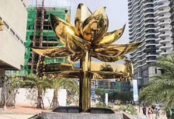 園林金蓮雕塑廠家 現代公園小品 中式不銹鋼金蓮雕塑廠