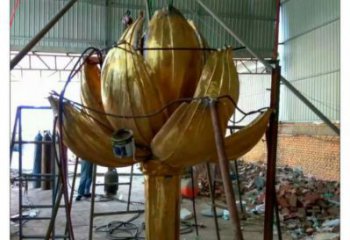 現代金蓮雕塑廠家 大型別墅區擺件 歐式不銹鋼金蓮雕塑