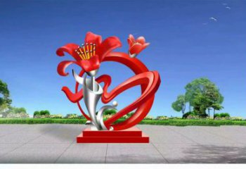 烤漆石榴花雕塑廠家 創意小品 戶外不銹鋼石榴花雕塑廠