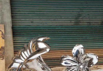 鏡面喇叭花雕塑廠家 大型擺件 創意不銹鋼喇叭花雕塑廠