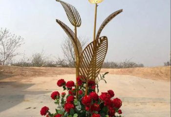 噴漆芭蕉葉雕塑廠家 中式公園小品 草地不銹鋼芭蕉葉雕塑廠