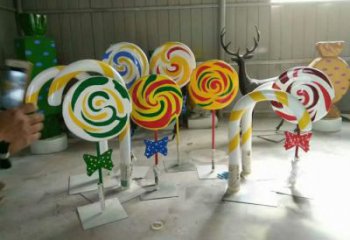 抽象棒棒糖雕塑廠家 現(xiàn)代小品 彩繪棒棒糖雕塑制作